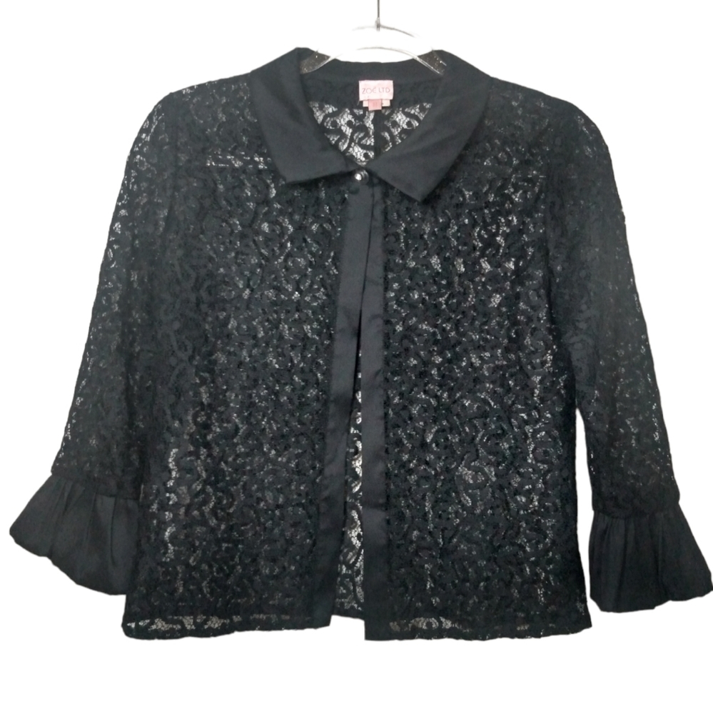 Zoe Ltd black Lace Bolero Shrug jacket girls' size 18 / XL  90s era Vintage